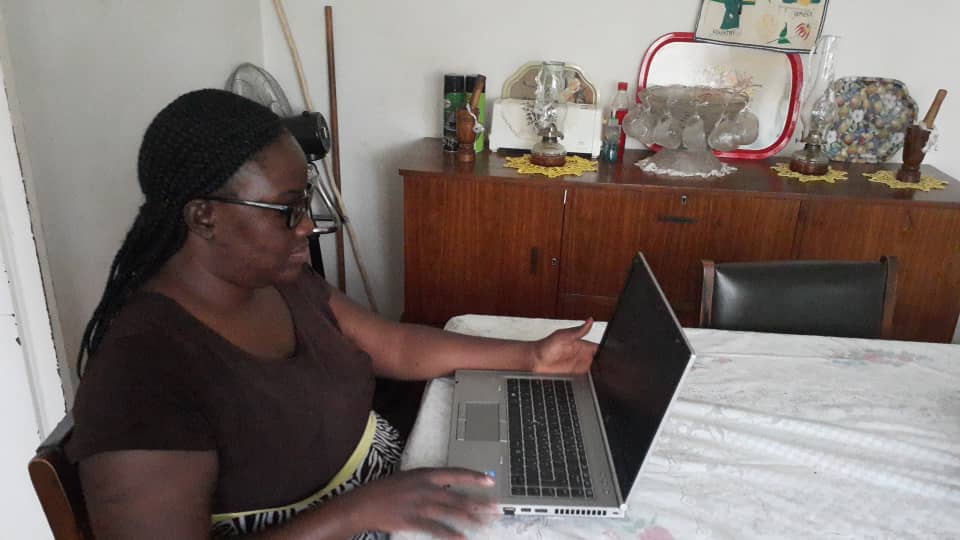 Samantha using her computer. She is a beneficiary of the Gateway to Elation program